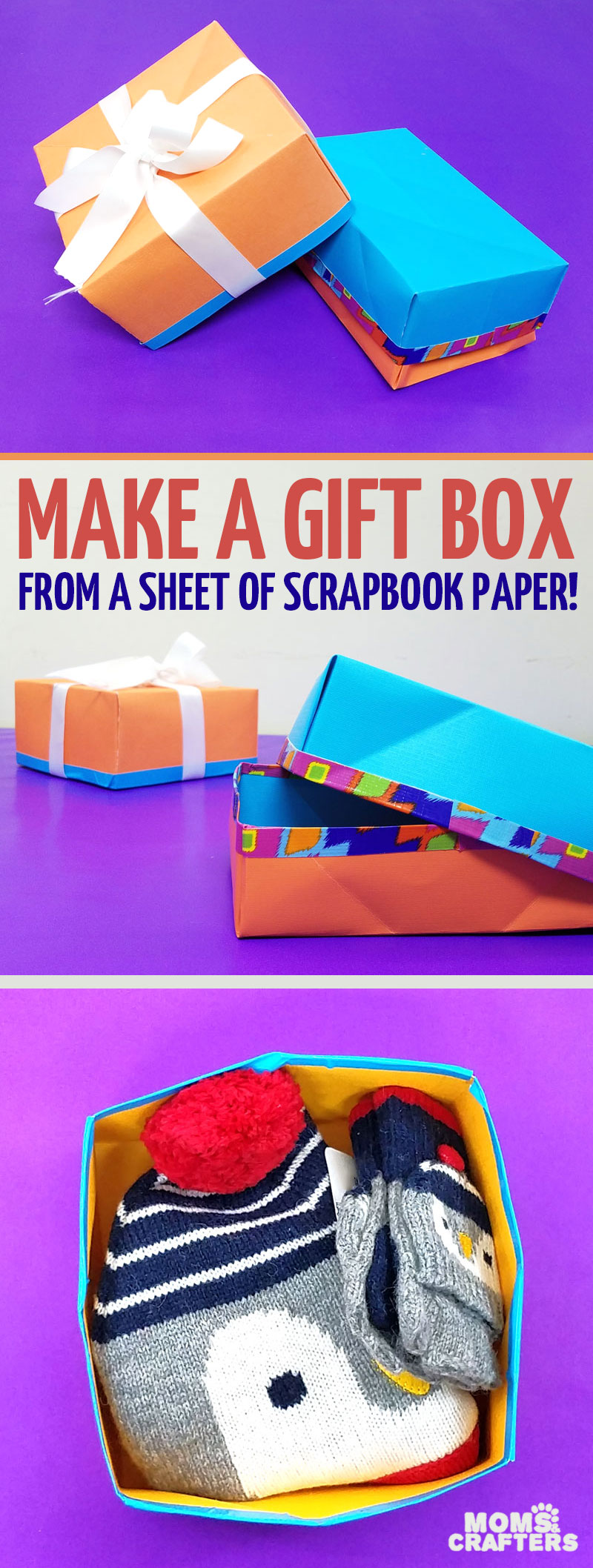DIY Gift Box from a Sheet of Scrapbook Paper! * Moms and Crafters